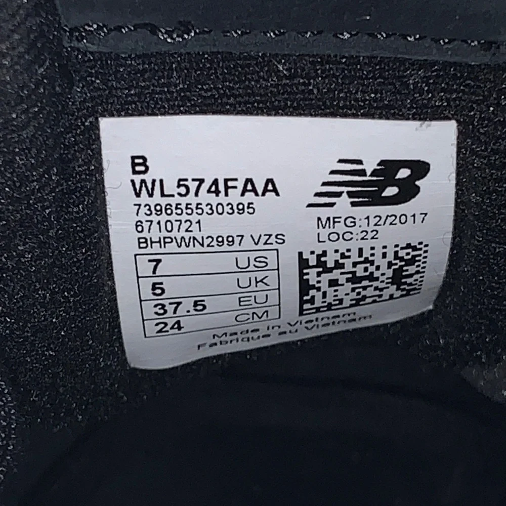 New Balance Women’s 574 Tech Raffia Black and Beige Knit Accent Sneakers